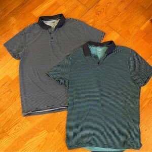 Old Navy Active Striped Polo Shirts size L navy white green golf lot of 2